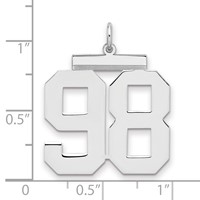 Sterling Silver Rhodium-plated Polished Number 98 Charm view 2