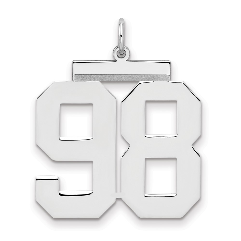 Sterling Silver Rhodium-plated Polished Number 98 Charm
