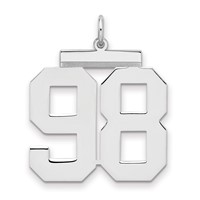 Sterling Silver Rhodium-plated Polished Number 98 Charm view 1