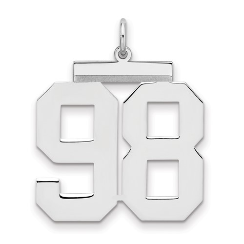 Sterling Silver Rhodium-plated Polished Number 98 Charm
