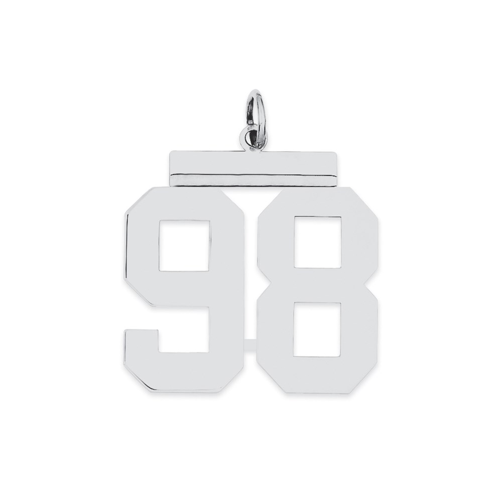 Sterling Silver/Rhodium-plated Polished Number 98 Charm