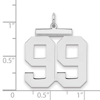 Sterling Silver Rhodium-plated Polished Number 99 Charm view 2