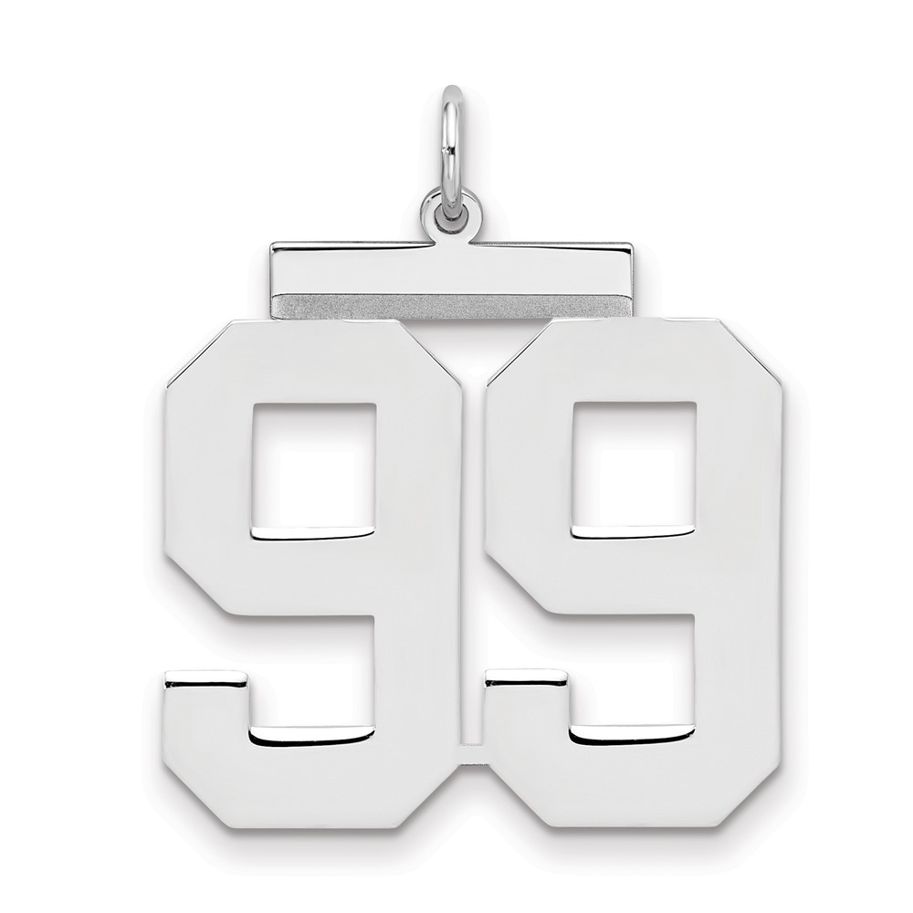 Sterling Silver Rhodium-plated Polished Number 99 Charm