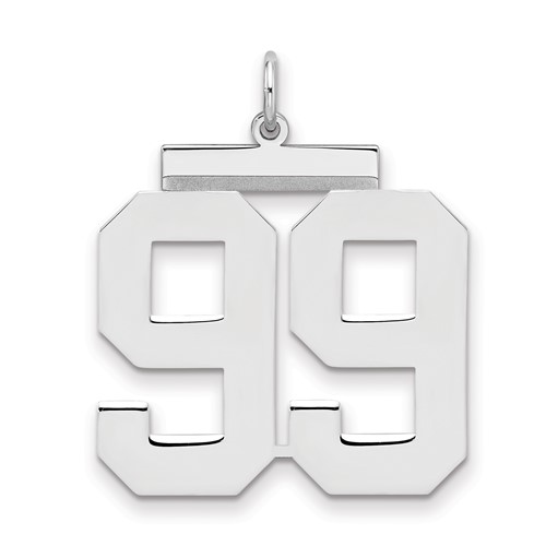 Sterling Silver Rhodium-plated Polished Number 99 Charm