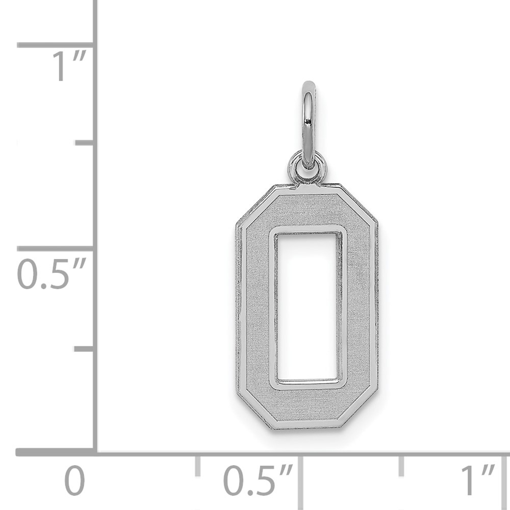 Sterling Silver/Rhodium-plated Satin Number 0 Charm (QPM00)