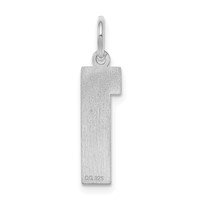 Sterling Silver Rhodium-plated Satin Number 1 Charm view 4