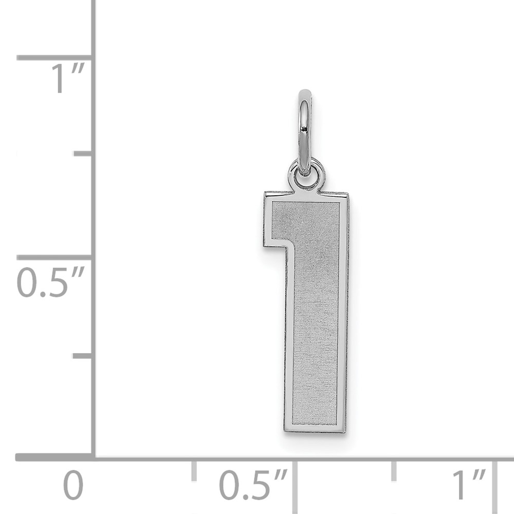 Sterling Silver/Rhodium-plated Satin Number 1 Charm (QPM01)