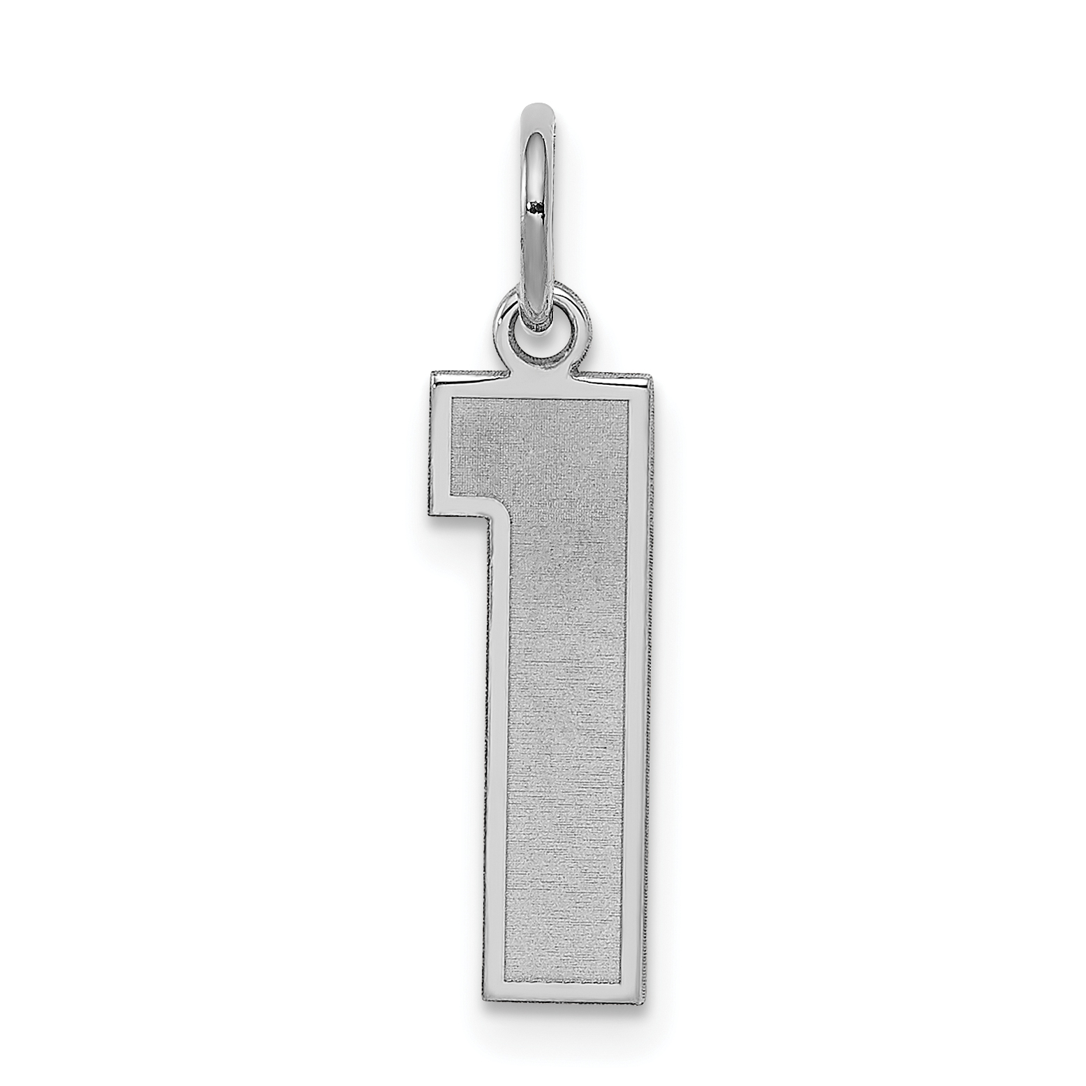 Sterling Silver/Rhodium-plated Satin Number 1 Charm (QPM01)