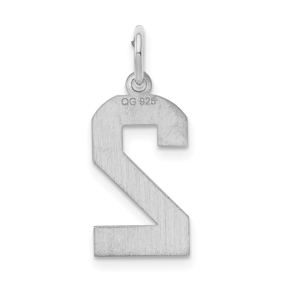 Sterling Silver/Rhodium-plated Satin Number 2 Charm (QPM02)