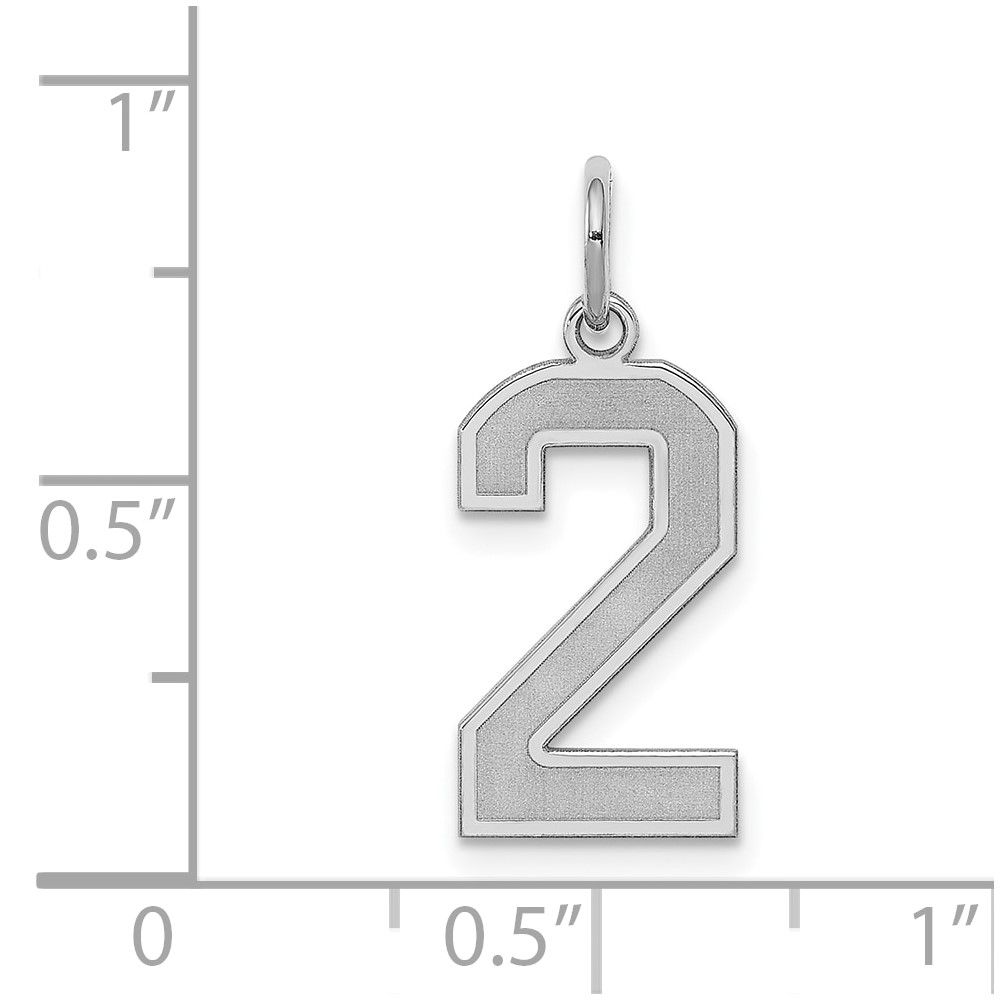 Sterling Silver/Rhodium-plated Satin Number 2 Charm (QPM02)