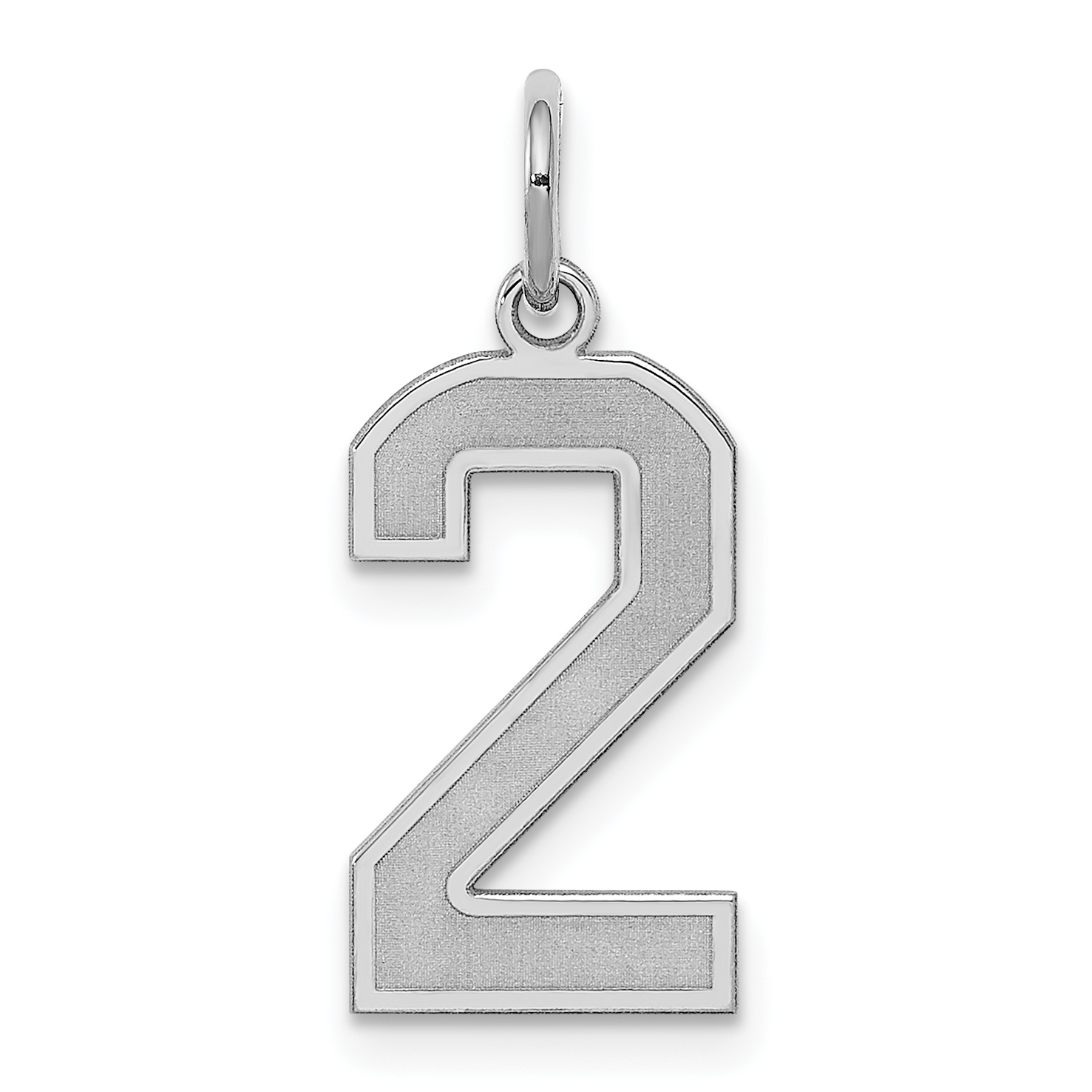 Sterling Silver/Rhodium-plated Satin Number 2 Charm (QPM02)