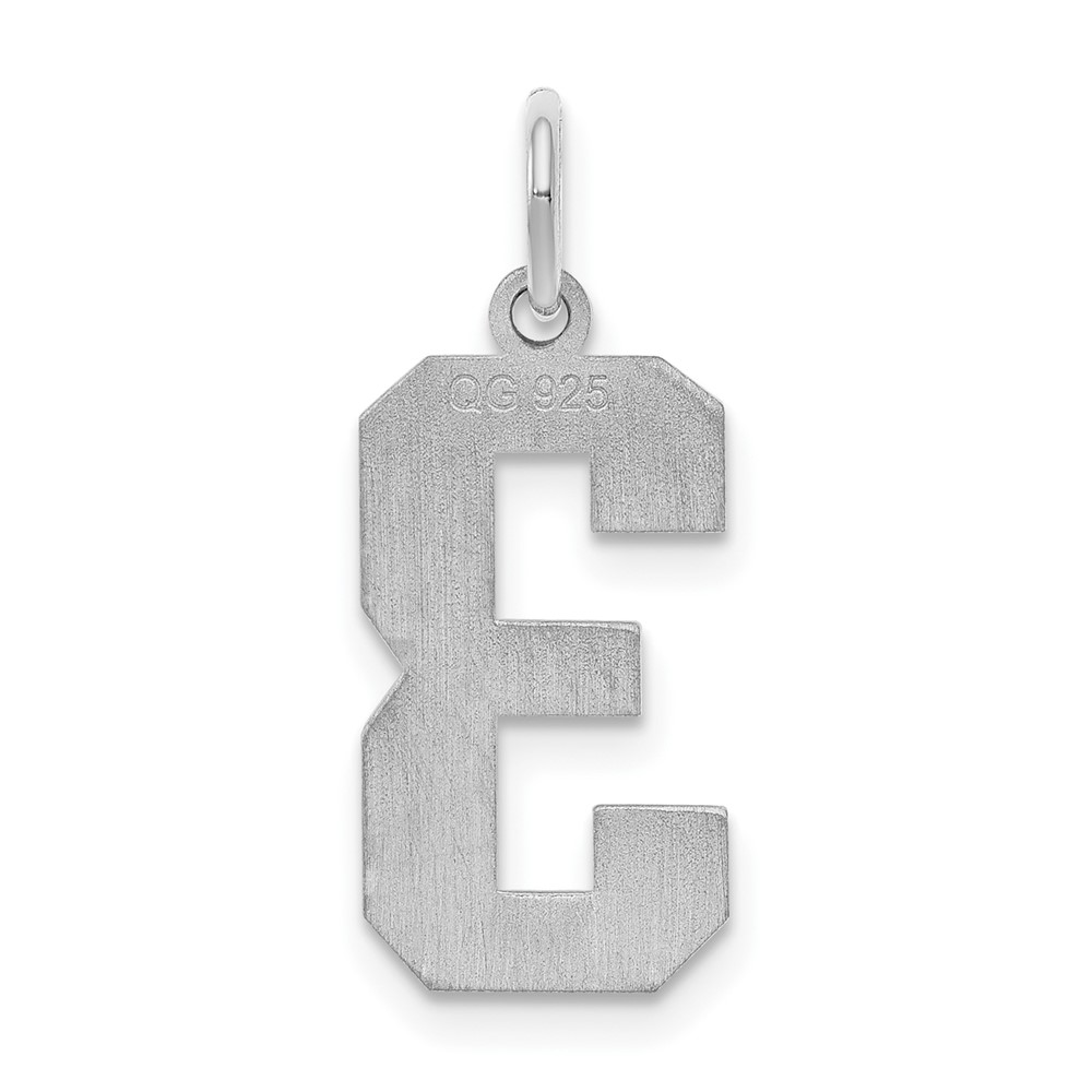 Sterling Silver/Rhodium-plated Satin Number 3 Charm (QPM03)