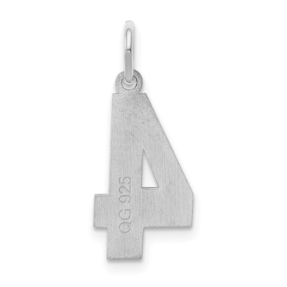 Sterling Silver/Rhodium-plated Satin Number 4 Charm (QPM04)