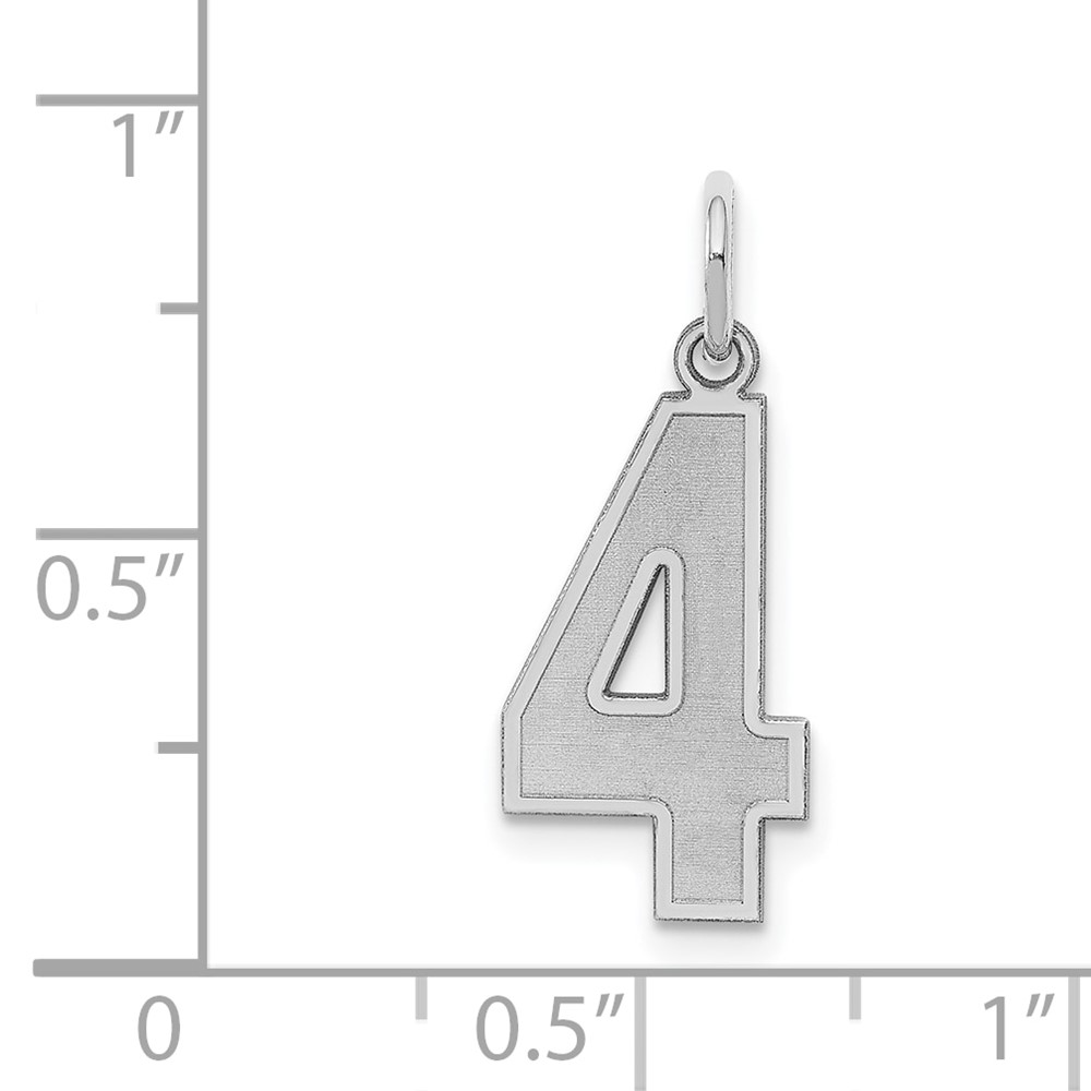 Sterling Silver/Rhodium-plated Satin Number 4 Charm (QPM04)