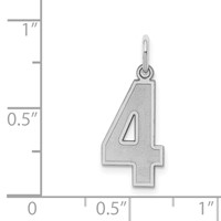 Sterling Silver Rhodium-plated Satin Number 4 Charm view 3