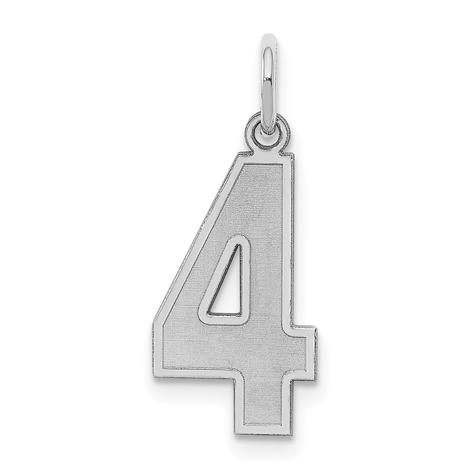 Sterling Silver/Rhodium-plated Satin Number 4 Charm (QPM04)