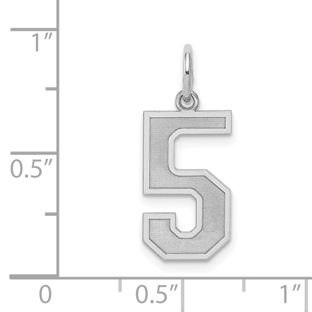 Sterling Silver/Rhodium-plated Satin Number 5 Charm (QPM05)