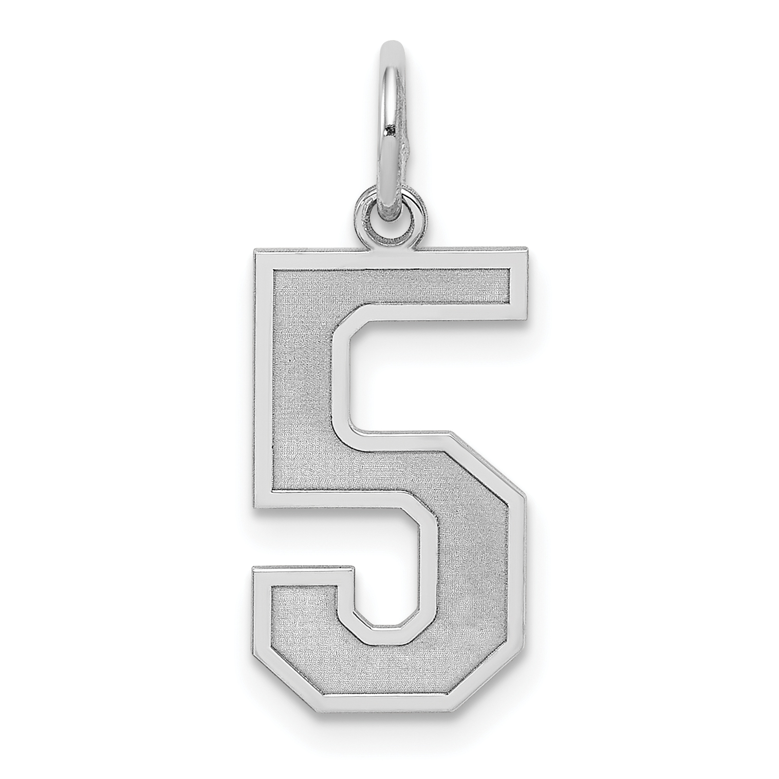 Sterling Silver/Rhodium-plated Satin Number 5 Charm (QPM05)