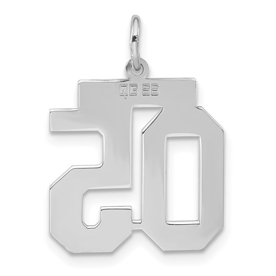 Sterling Silver Polished & Laser Cut Medium Number 05 W/Top Charm