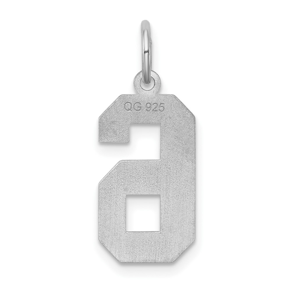 Sterling Silver/Rhodium-plated Satin Number 6 Charm (QPM06)