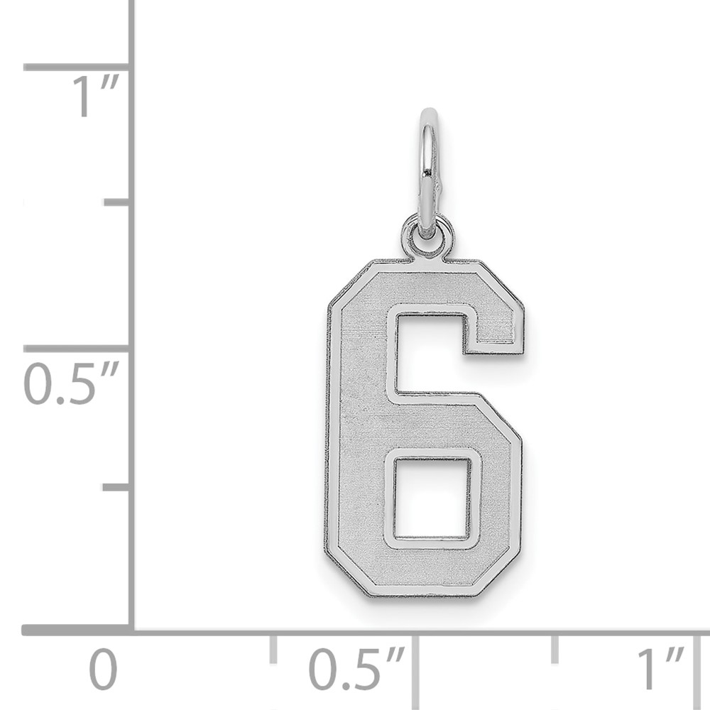 Sterling Silver/Rhodium-plated Satin Number 6 Charm (QPM06)