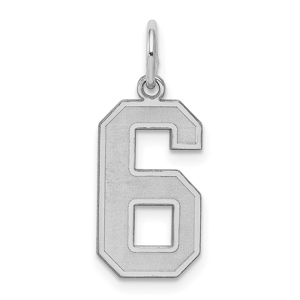 Sterling Silver/Rhodium-plated Satin Number 6 Charm (QPM06)