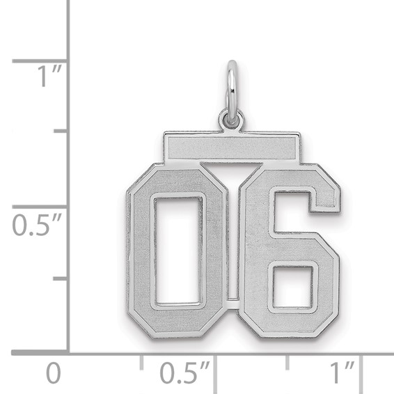 Sterling Silver Medium Satin Number 6 W/Top