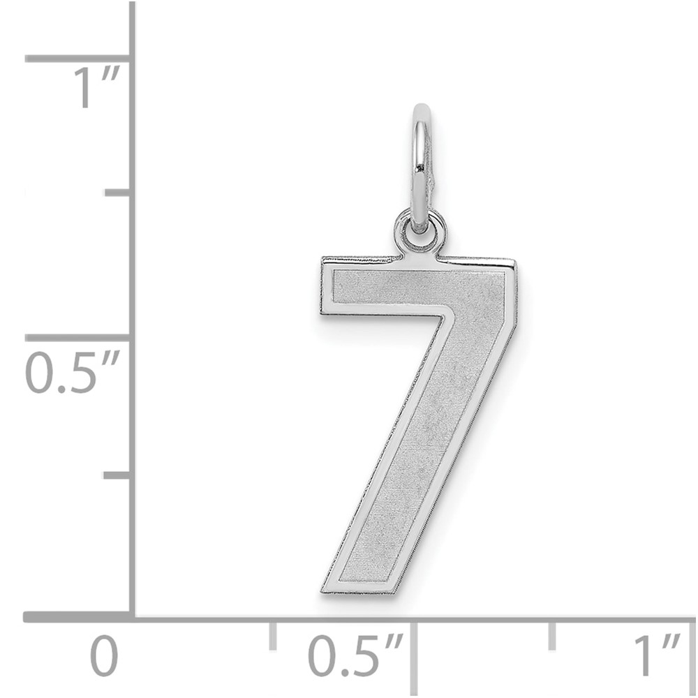 Sterling Silver/Rhodium-plated Satin Number 7 Charm (QPM07)