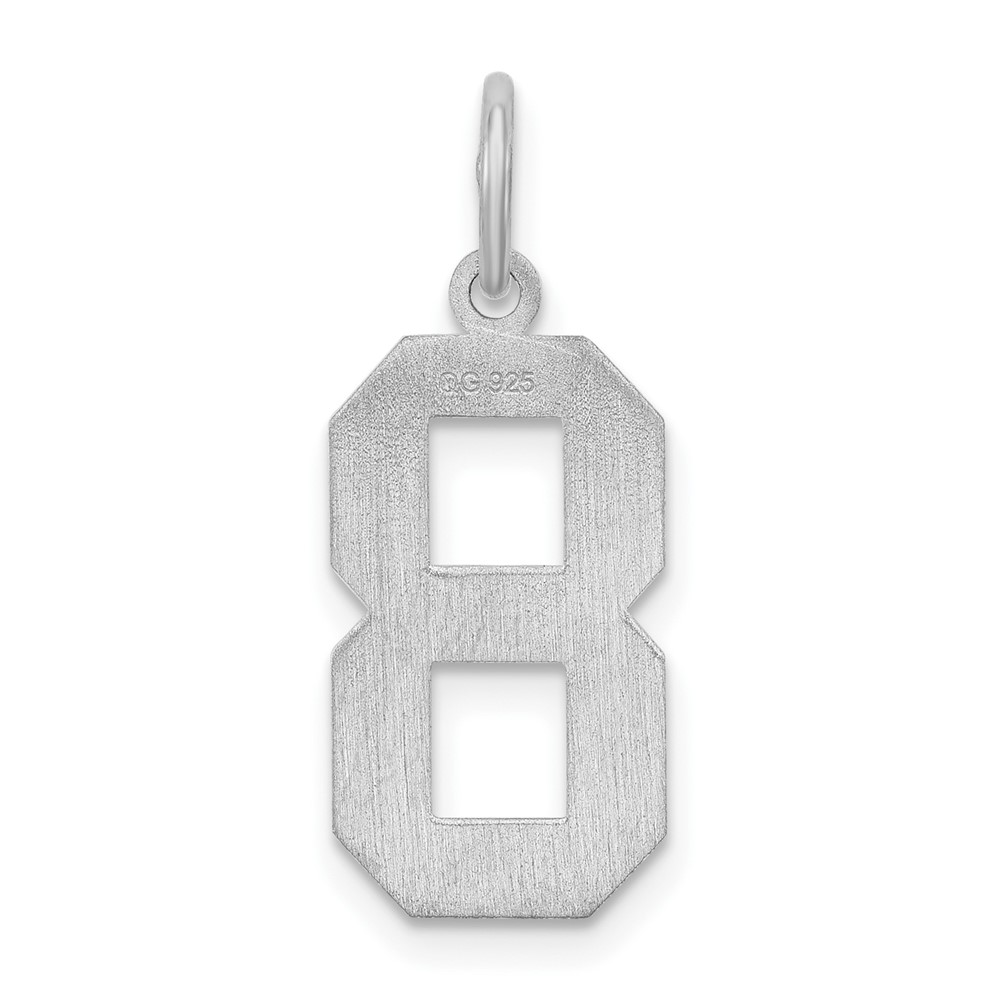 Sterling Silver/Rhodium-plated Satin Number 8 Charm (QPM08)
