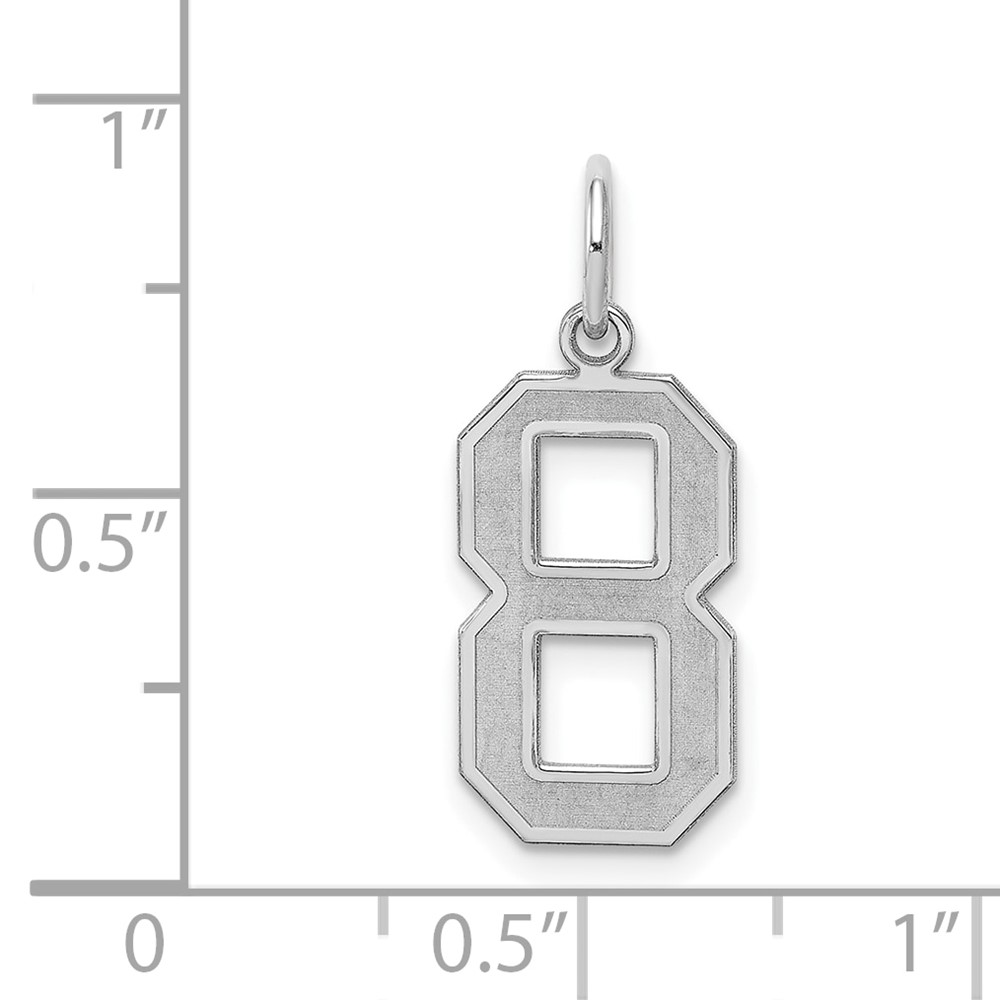 Sterling Silver/Rhodium-plated Satin Number 8 Charm (QPM08)