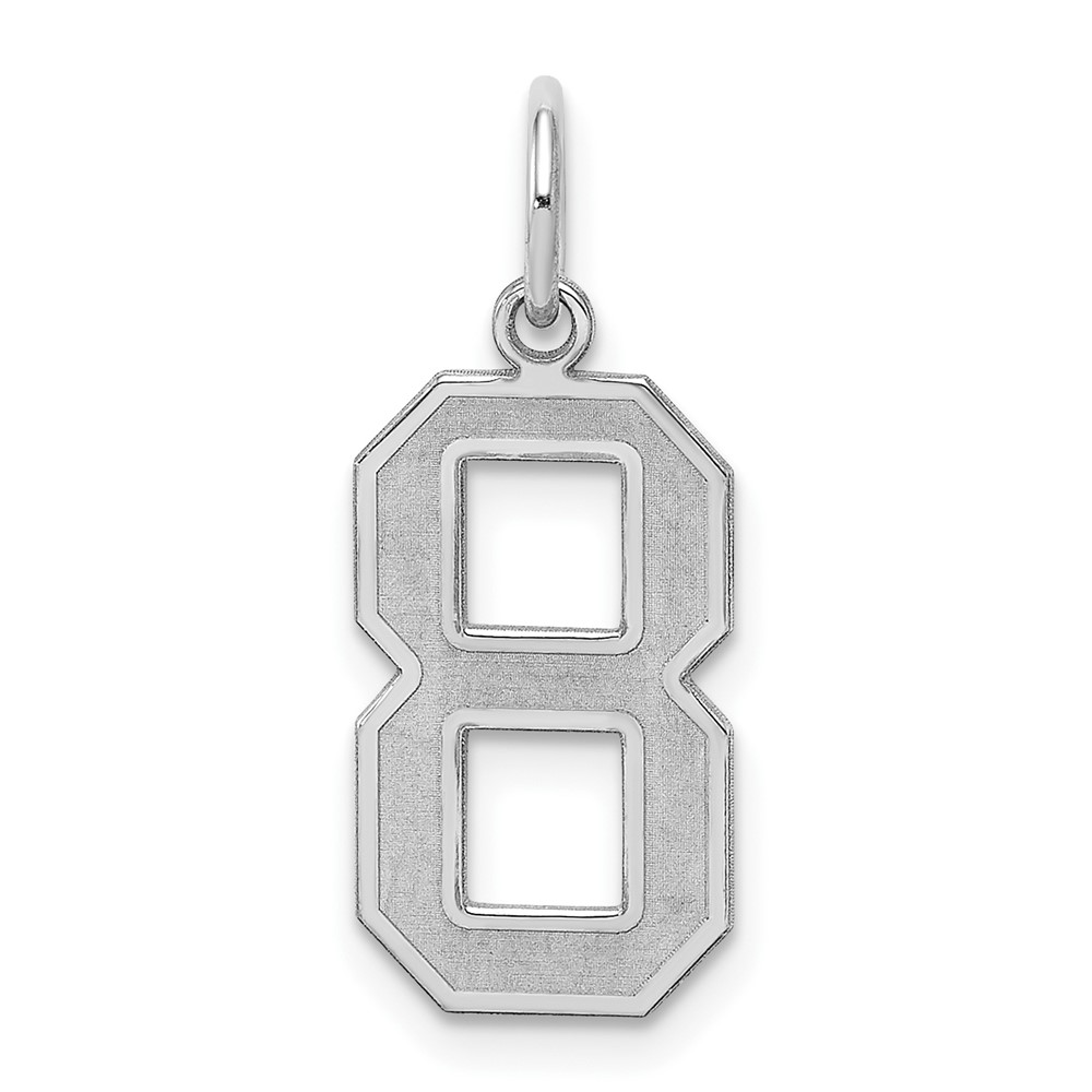 Sterling Silver/Rhodium-plated Satin Number 8 Charm (QPM08)