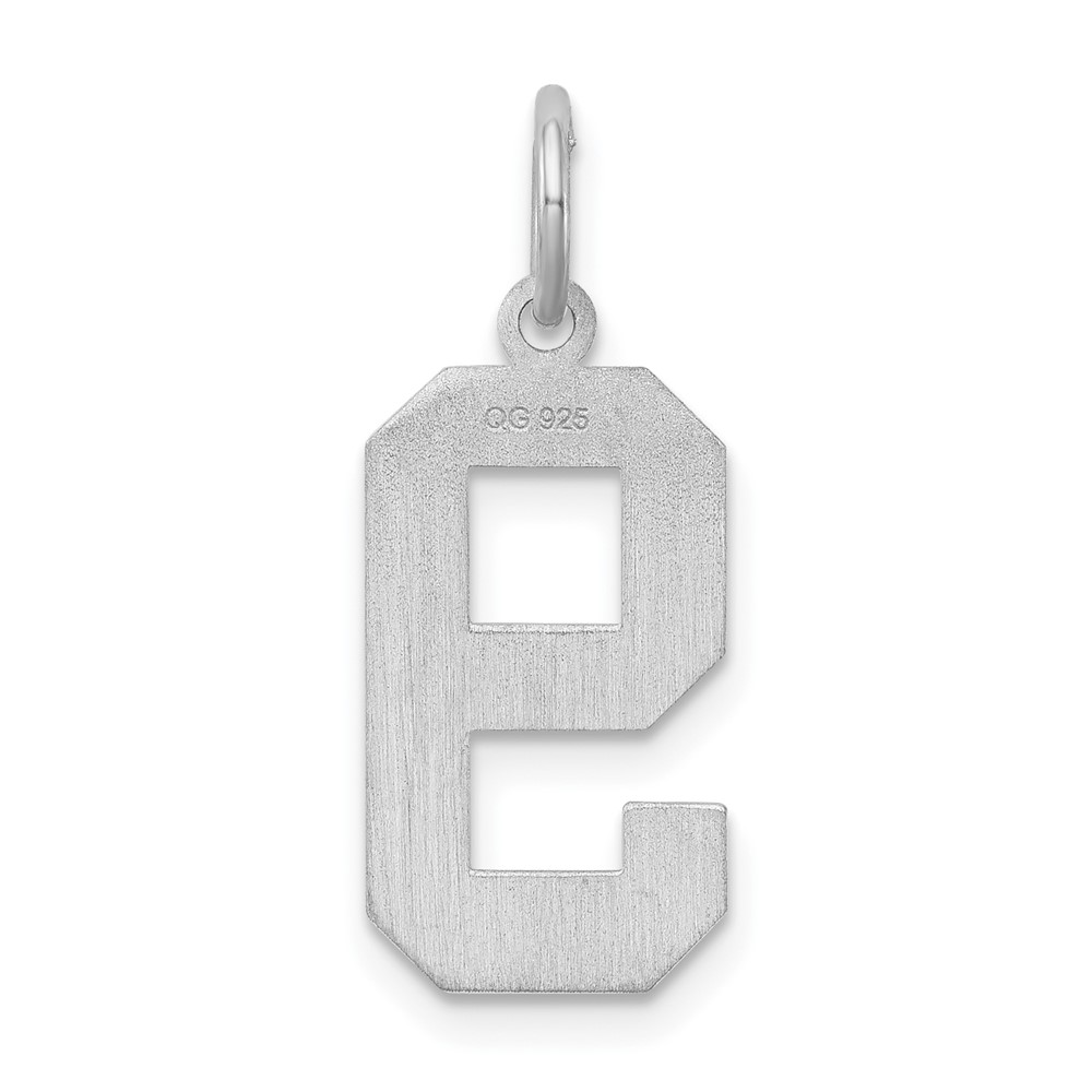 Sterling Silver/Rhodium-plated Satin Number 9 Charm (QPM09)