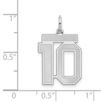 Sterling Silver Rhodium-plated Satin Number 10 Charm view 3