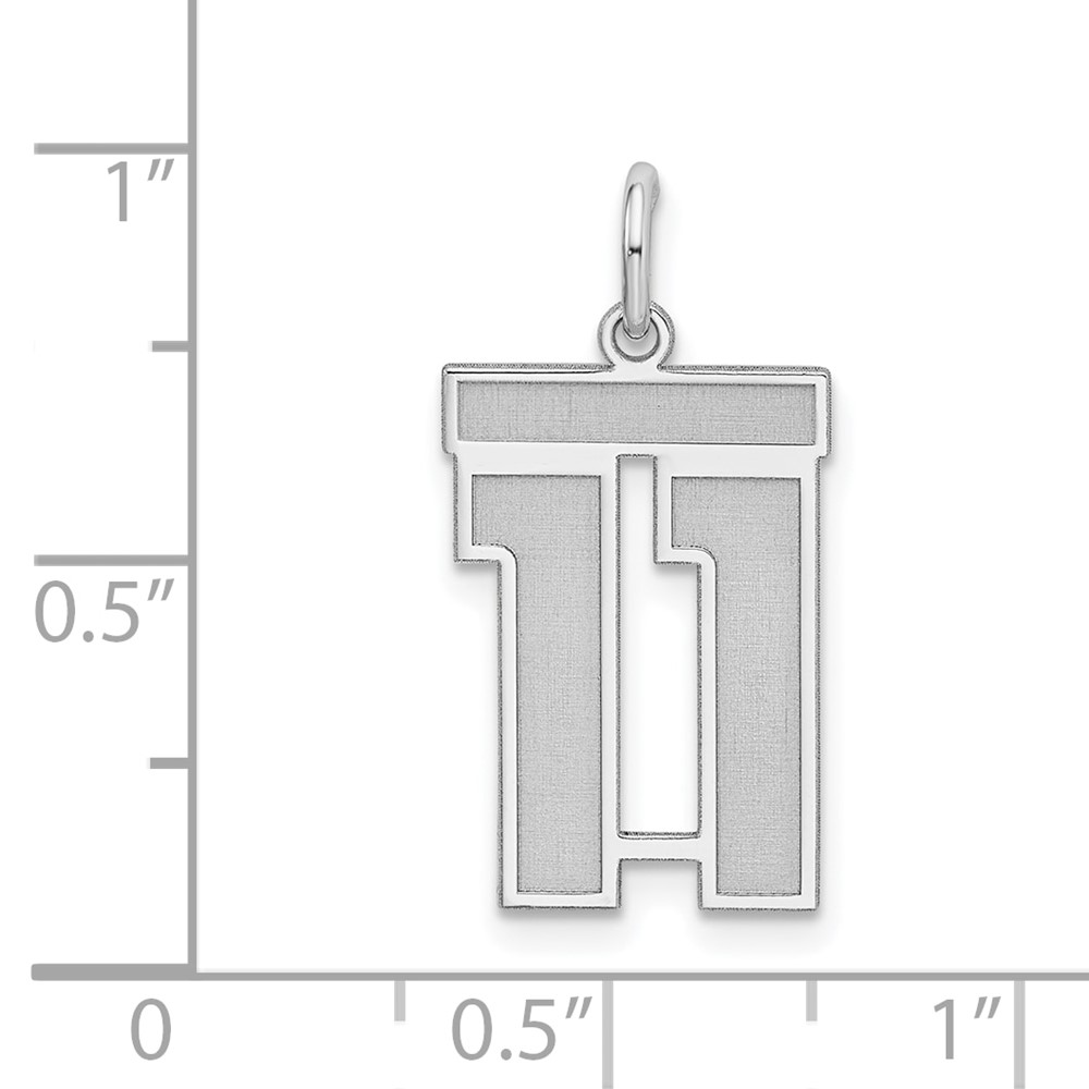 Sterling Silver/Rhodium-plated Satin Number 11 Charm (QPM11)