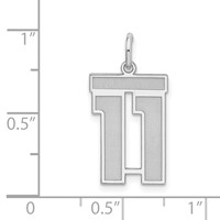 Sterling Silver Rhodium-plated Satin Number 11 Charm view 3