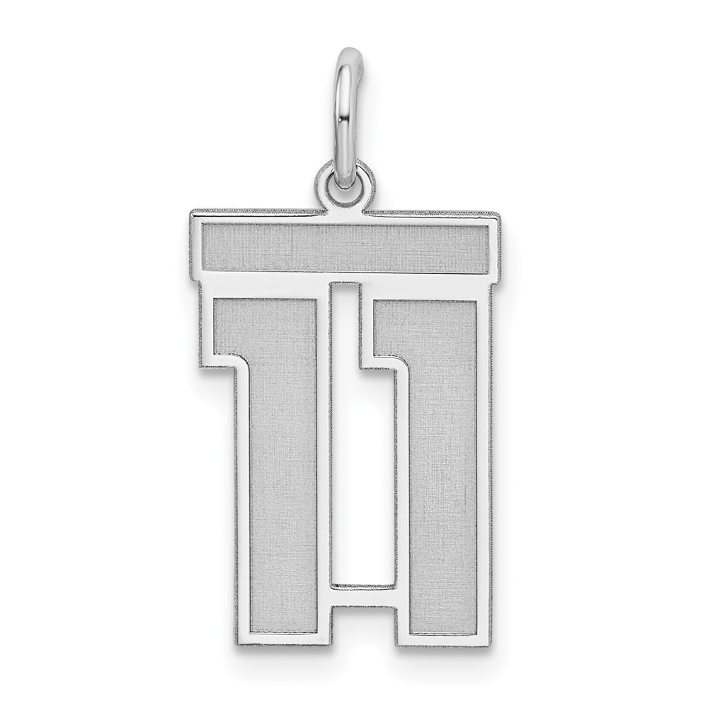 Sterling Silver/Rhodium-plated Satin Number 11 Charm (QPM11)