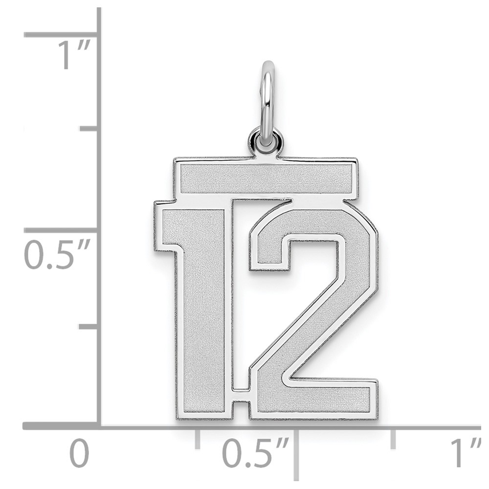 Sterling Silver/Rhodium-plated Satin Number 12 Charm (QPM12)