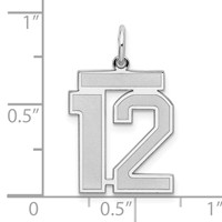 Sterling Silver Rhodium-plated Satin Number 12 Charm view 3