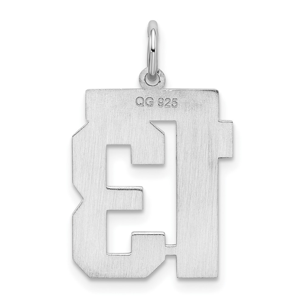 Sterling Silver/Rhodium-plated Satin Number 13 Charm (QPM13)