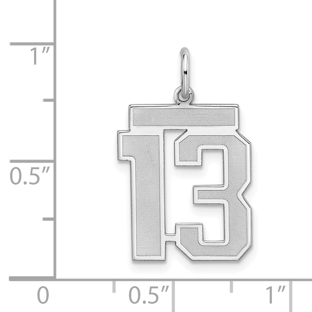 Sterling Silver/Rhodium-plated Satin Number 13 Charm (QPM13)