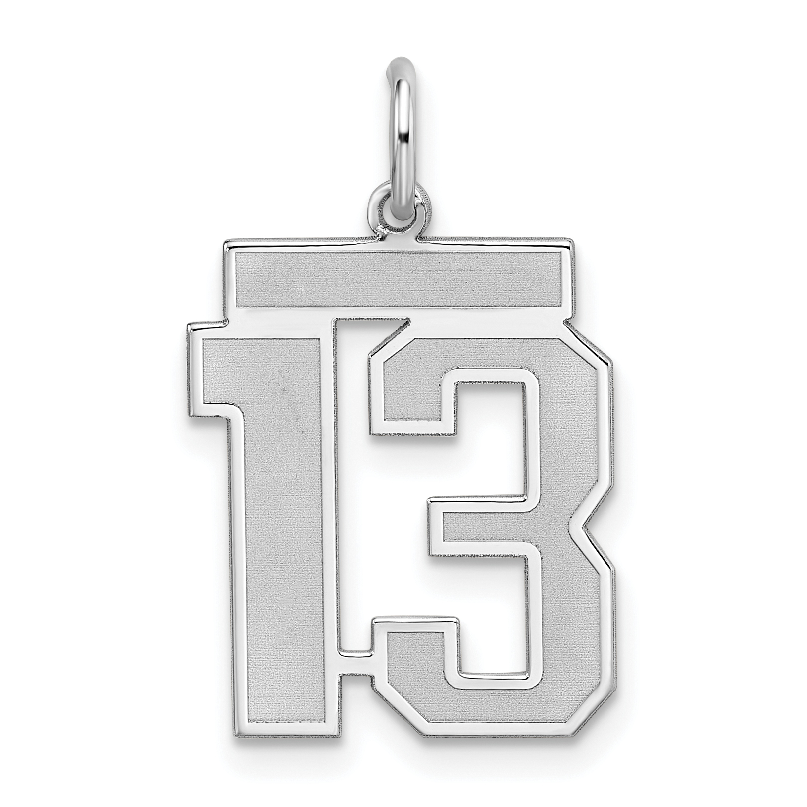 Sterling Silver/Rhodium-plated Satin Number 13 Charm (QPM13)
