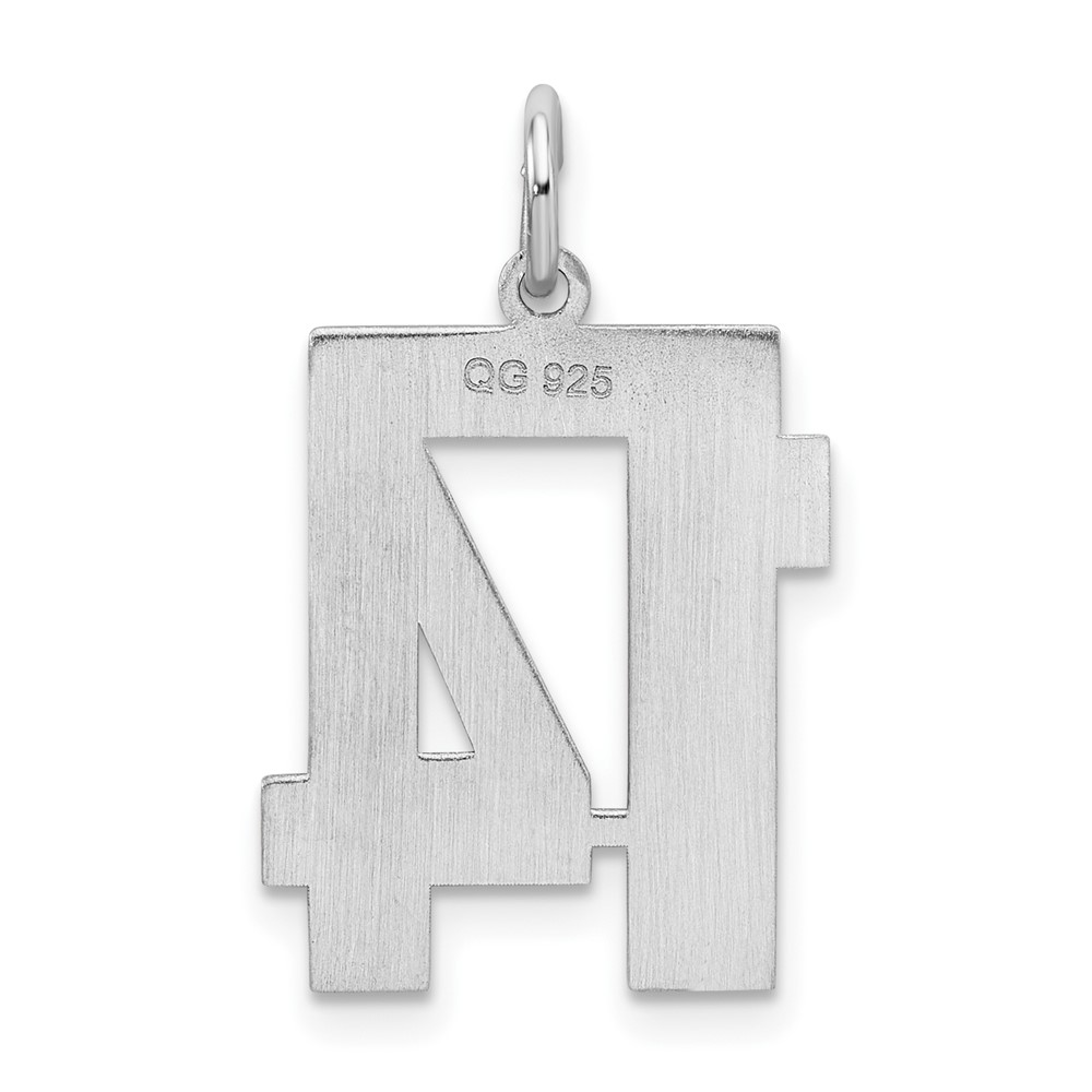 Sterling Silver/Rhodium-plated Satin Number 14 Charm (QPM14)