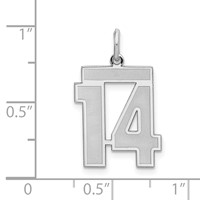 Sterling Silver Rhodium-plated Satin Number 14 Charm view 3
