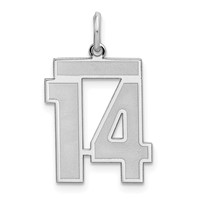 Sterling Silver Rhodium-plated Satin Number 14 Charm view 1