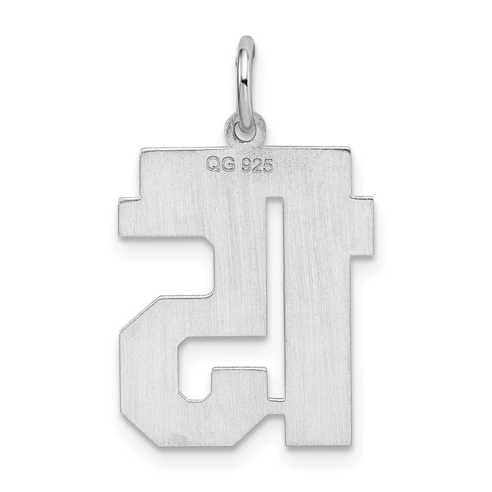 Sterling Silver/Rhodium-plated Satin Number 15 Charm (QPM15)