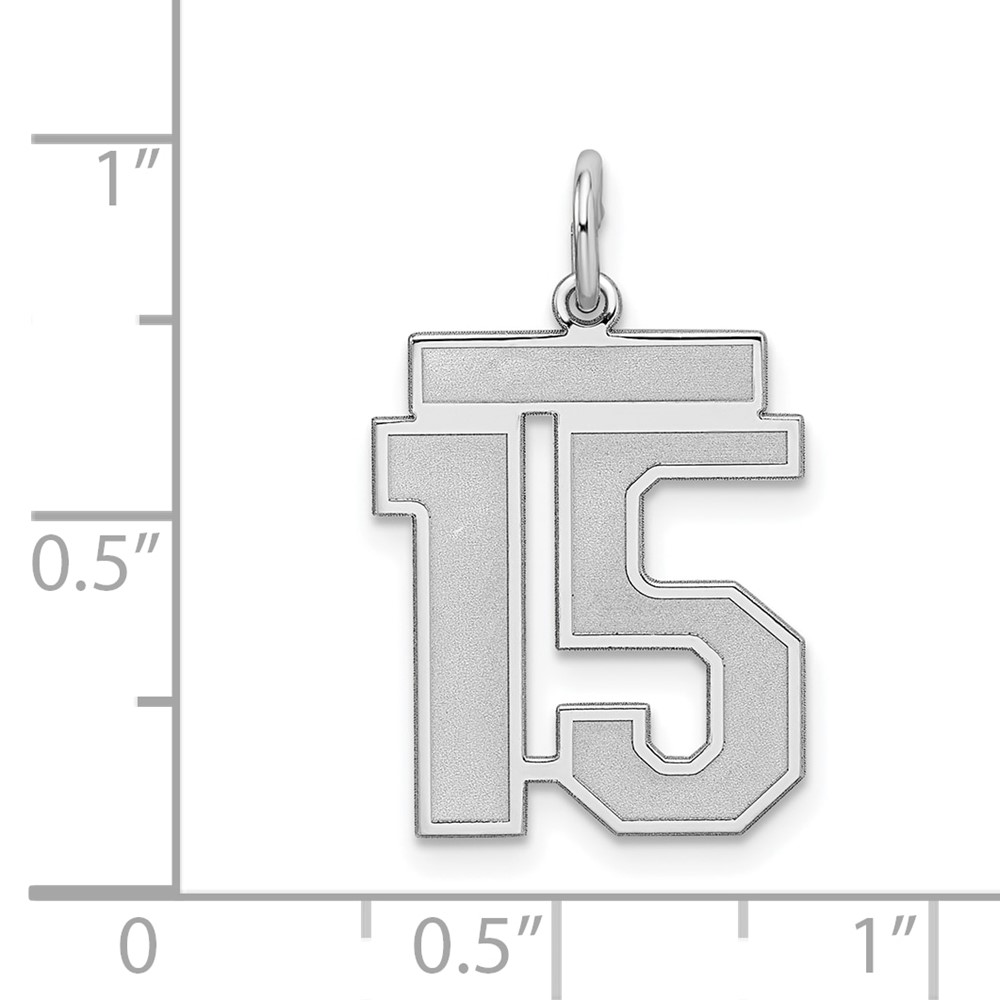 Sterling Silver/Rhodium-plated Satin Number 15 Charm (QPM15)