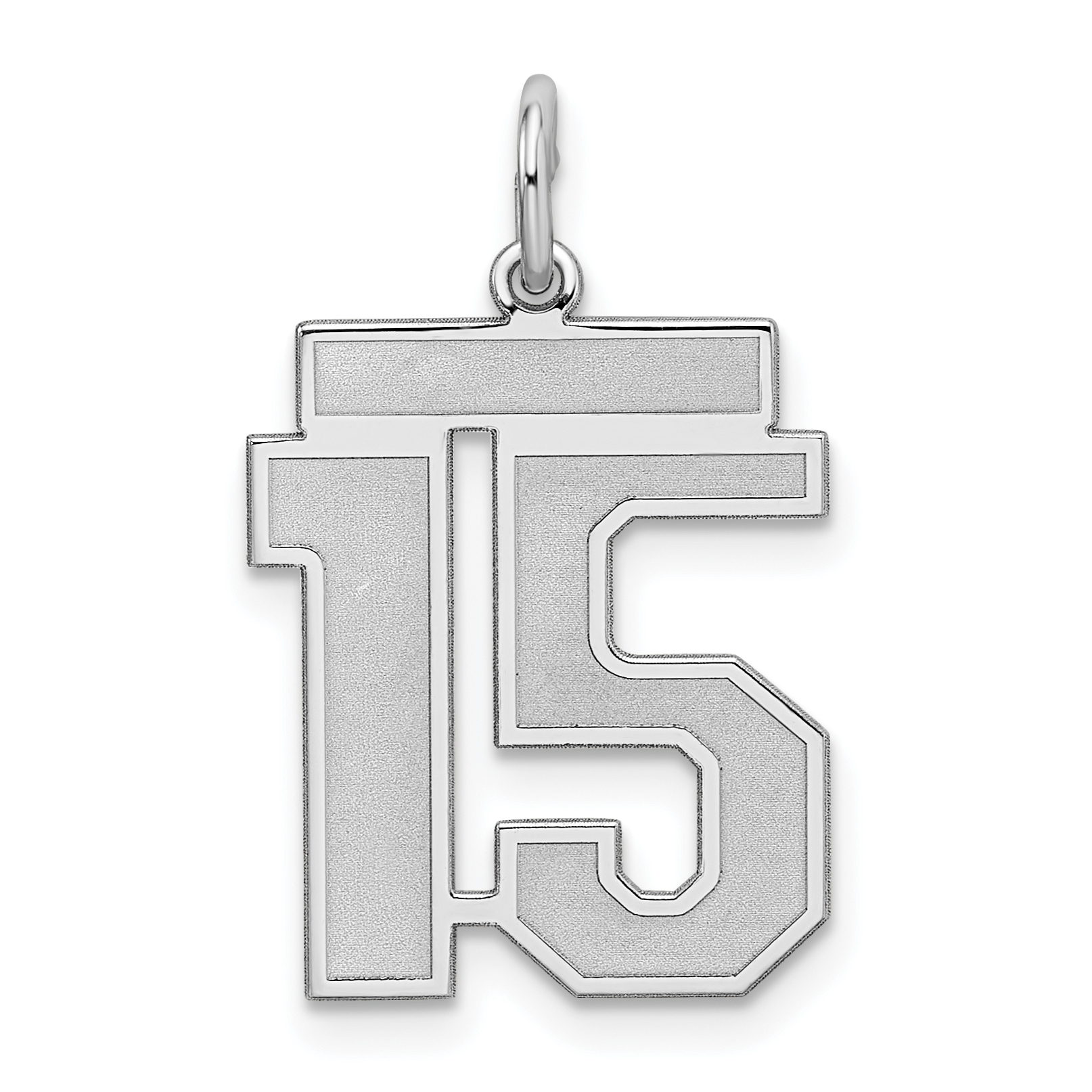 Sterling Silver/Rhodium-plated Satin Number 15 Charm (QPM15)