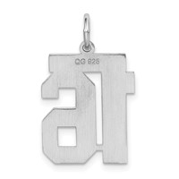 Sterling Silver Rhodium-plated Satin Number 16 Charm view 4