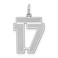 Sterling Silver Rhodium-plated Satin Number 17 Charm view 1