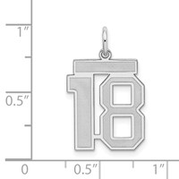 Sterling Silver Rhodium-plated Satin Number 18 Charm view 3